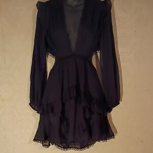 Asos Long Sleeve Cutout Ruffled   Black Dress. Size 6. Witchy Core Vibes!